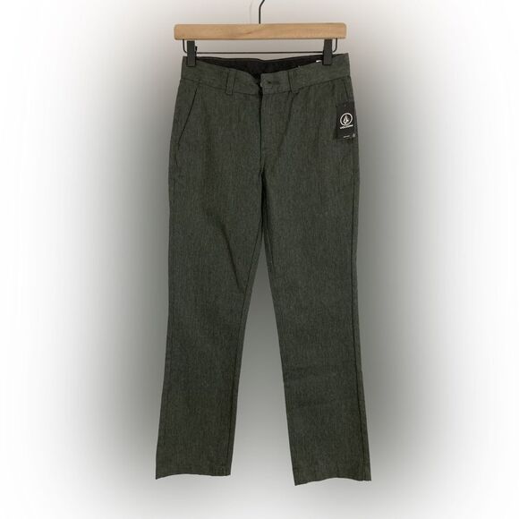 Volcom Pants Boys 27 Gray Twill Vmonty Chino Modern Fit Straight Leg Casual - Picture 1 of 13